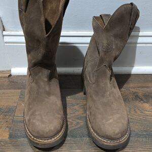Justin Brown Suede Cowboy Boots